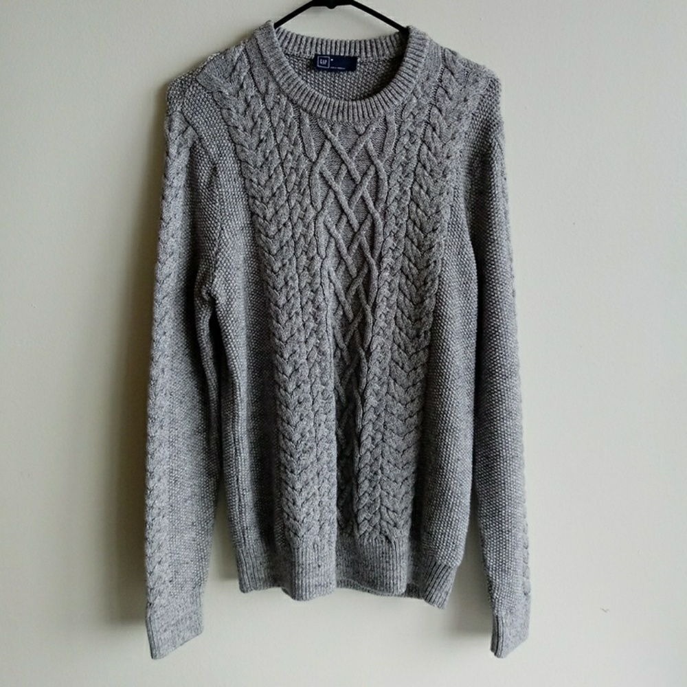 Heather Gray Long Sleeve Cable Knit Sweater